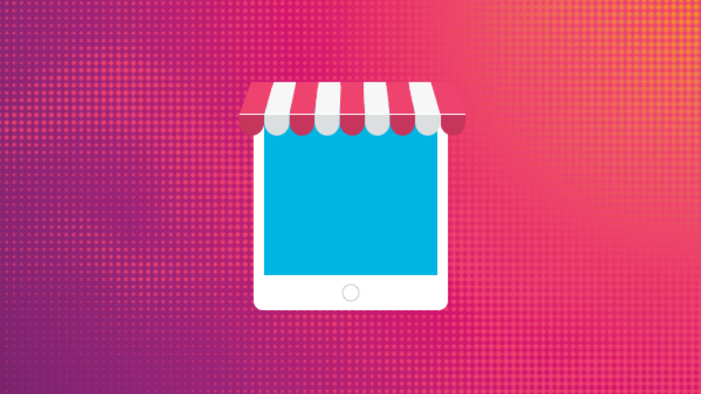 An IPad screen with a shop banner across the top to represent Tes author online shop pages